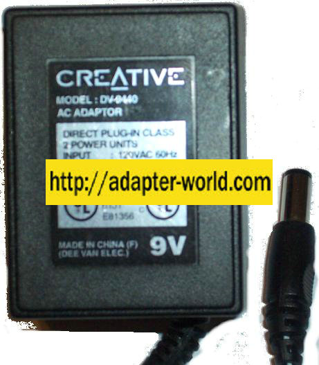 CREATIVE DV-9440 AC ADAPTER 9V 400MA POWER SUPPLY